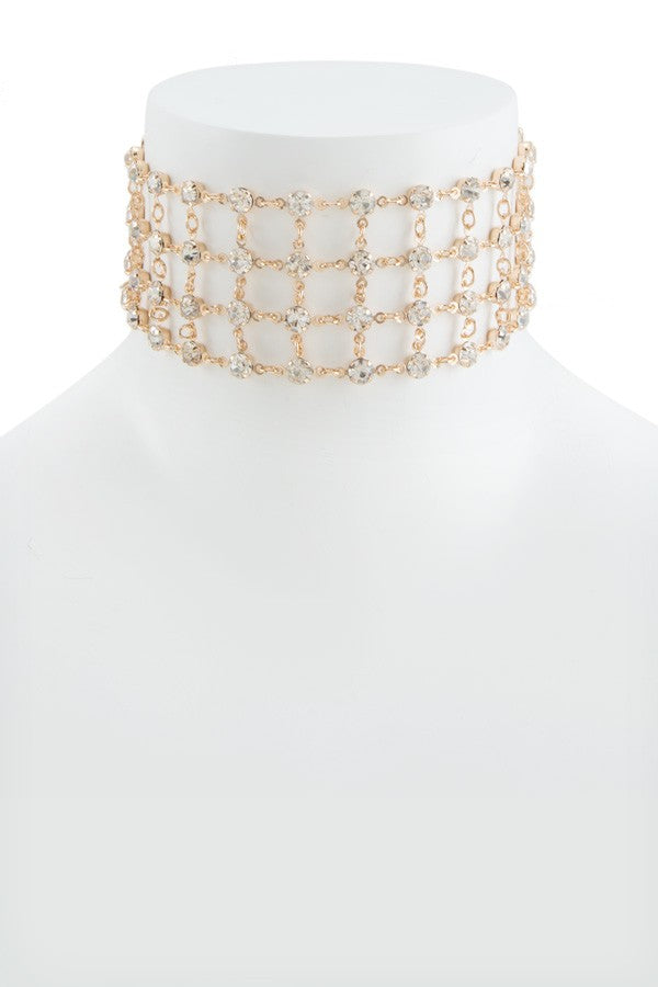 Caged Crystal Gold Choker