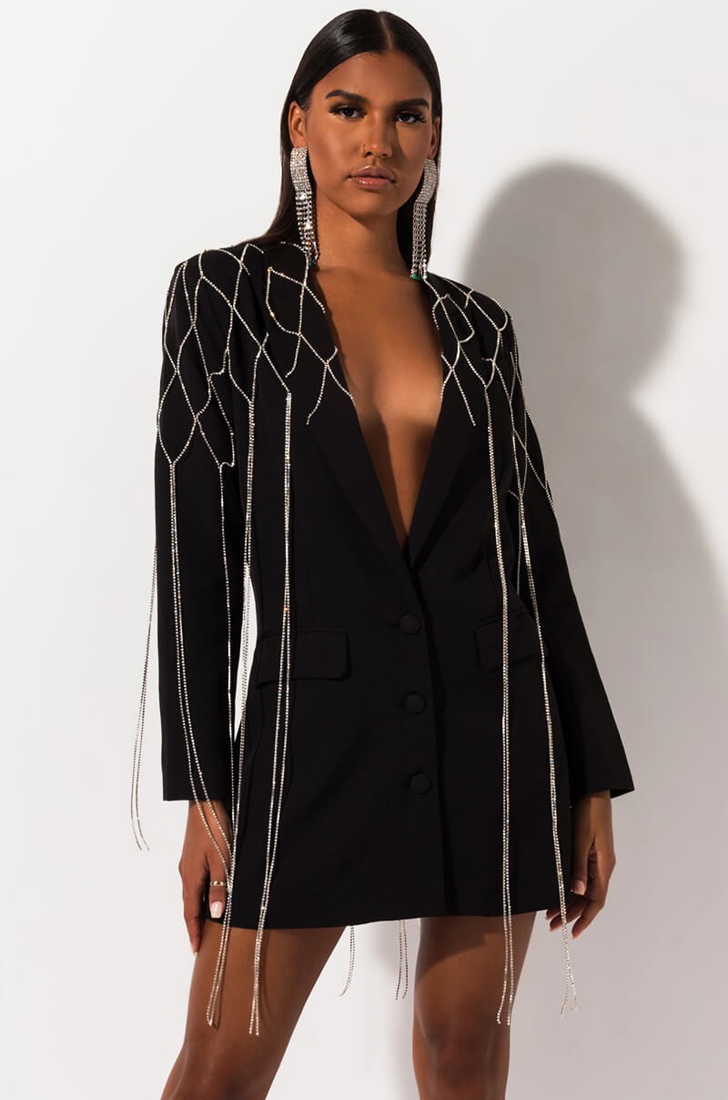 Diamond Jeweled Blazer Dress (DM to restock) – J U S E